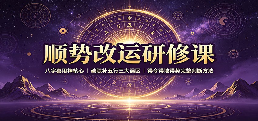 顺势改运研修课：八字喜用神核心，破除补五行三大误区，得令得地得势完整判断方法-沧海聊项目