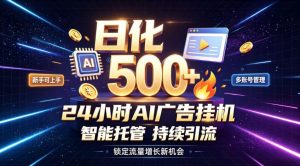 稳定日化500+，不用人工值守的，在家把握流量变现新机遇【揭秘】-沧海聊项目