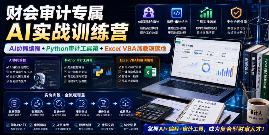 财会审计专属AI实战训练营｜AI协同编程+Python审计工具箱+Excel VBA加载项落地(更新0816)-沧海聊项目