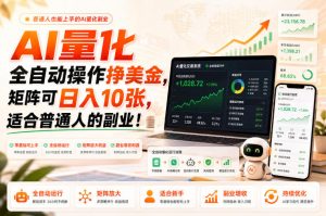 AI量化全自动操作挣美金，矩阵可日入10张，适合普通人的副业！【揭秘】-沧海聊项目