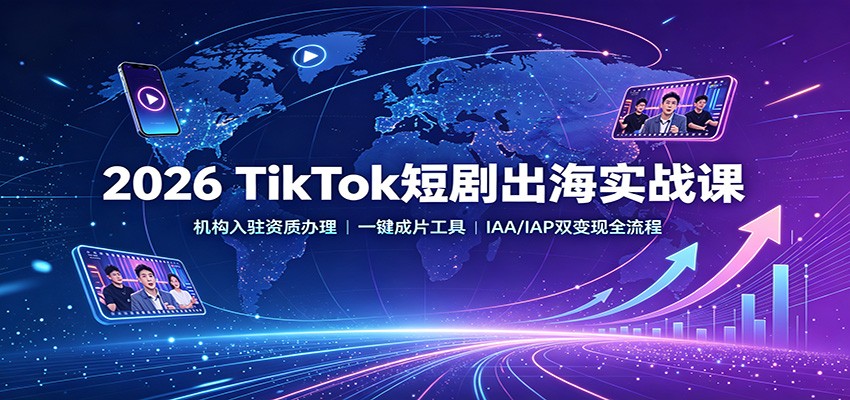 2026 TikTok短剧出海实战课：机构入驻资质办理，一键成片工具，IAA/IAP双变现全流程-沧海聊项目
