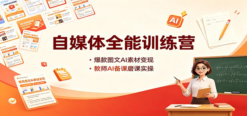 自媒体全能训练营：爆款图文AI素材变现，教师AI备课磨课实操-沧海聊项目