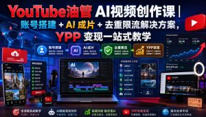 YouTube油管AI视频创作课｜账号搭建+AI成片+去重限流解决方案，YPP变现一站式教学(更新0817)-沧海聊项目