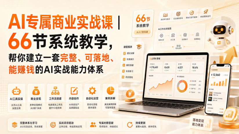 AI专属商业实战课｜66节系统教学，帮你建立一套完整、可落地、能賺钱的AI实战能力体系-沧海聊项目