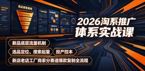 2026淘系推广体系实战课｜新品底层流量机制、选品定位、搜索起量、投产控本、新店老店工厂商家分赛道爆款复制全流程(更新)-沧海聊项目