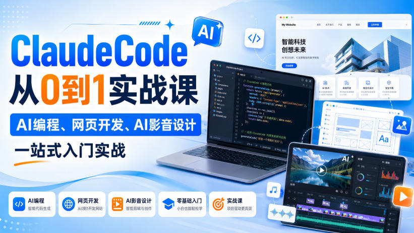 ClaudeCode从0到1实战课，AI编程、网页开发、AI影音设计一站式入门实战-沧海聊项目