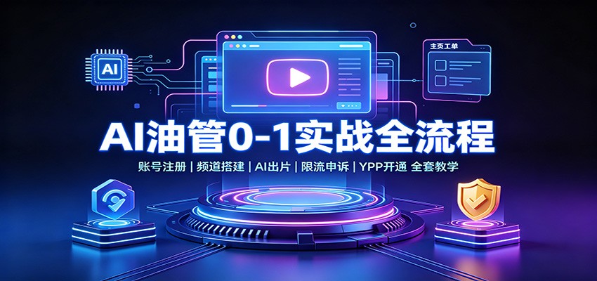 AI油管0-1实战：账号注册频道搭建，AI出片，限流申诉，YPP开通全套教学-沧海聊项目