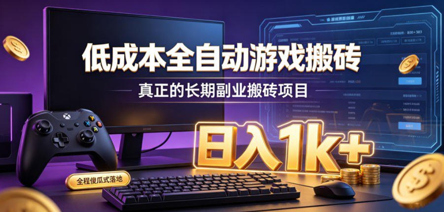 低成本全自动游戏搬砖，真正的长期副业搬砖项目，日入1k+，全程傻瓜式落地【揭秘】-沧海聊项目