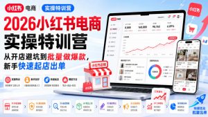 2026小红书电商实操特训营，从开店避坑到批量做爆款，新手快速起店出单-沧海聊项目