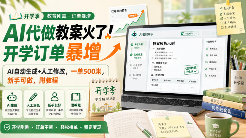 AI代做教案火了！开学订单暴增，AI自动生成+人工修改，一单500米，新手可做，附教程【揭秘】-沧海聊项目