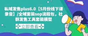 私域发售plus6.0【5月份线下课录音】/全域套装sop流程包，社群发售工具套装模型-沧海聊项目