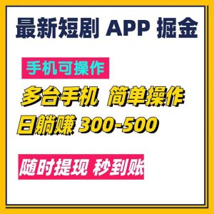 （11618期）最新短剧app掘金/日躺赚300到500/随时提现/秒到账-沧海聊项目