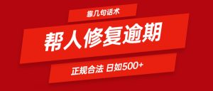 靠几句话术帮人解决逾期日入500＋ 看一遍就会 正规合法-沧海聊项目
