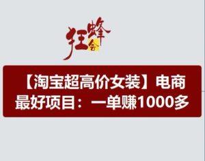 淘宝超高价女装项目,电商最好赛道,一单赚1000多-沧海聊项目