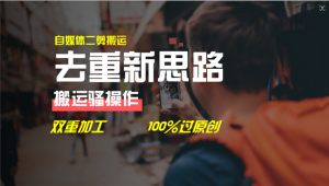 去重新思路，详细教你自媒体视频二剪搬运技术，自己加工双重去重100%过原创-沧海聊项目