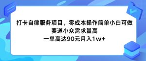打卡自律服务项目，零成本操作简单小白可做，赛道小众需求量高，一单高达90元月入1w+-沧海聊项目