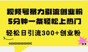 （11754期）视频号暴力引流创业粉，5分钟一条轻松上热门，轻松日引流300+创业粉-沧海聊项目