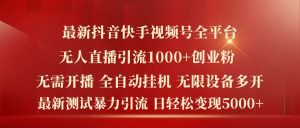 最新抖音快手视频号全平台无人直播引流1000+精准创业粉，日轻松变现5k+【揭秘】-沧海聊项目