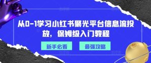 从0-1学习小红书聚光平台信息流投放,保姆级入门教程-沧海聊项目