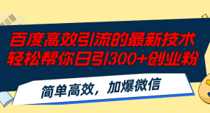 （12064期）百度高效引流的最新技术,轻松帮你日引300+创业粉,简单高效，加爆微信-沧海聊项目
