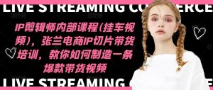 IP剪辑师内部课程(挂车视频),张兰电商IP切片带货培训,教你如何制造一条爆款带货视频-沧海聊项目