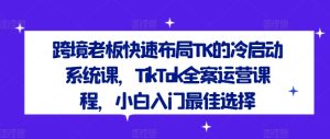 跨境老板快速布局TK的冷启动系统课,TikTok全案运营课程,小白入门最佳选择-沧海聊项目