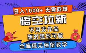 （12182期）悟空拉新日入1000+无需剪辑当天上手，一部手机随时随地可做，全流程无…-沧海聊项目