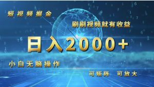 （12347期）短视频掘金，刷刷视频就有收益.小白无脑操作，日入2000+-沧海聊项目