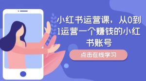 小红书运营课,从0到1运营一个赚钱的小红书账号-沧海聊项目