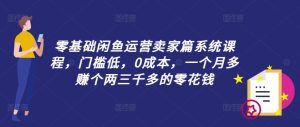零基础闲鱼运营卖家篇系统课程，门槛低，0成本，一个月多赚个两三千多的零花钱-沧海聊项目