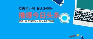 （12401期）撸今日头条，单号日入2000+可矩阵放大-沧海聊项目