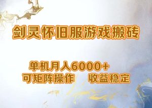 （12471期）网游剑灵打金搬砖，单机月入6000+，可矩阵操作，收益稳定。-沧海聊项目