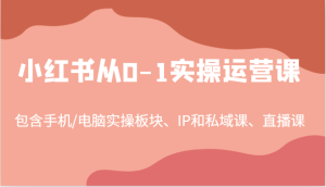 小红书从0-1实操运营课,包含手机/电脑实操板块、IP和私域课、直播课(97节)-沧海聊项目