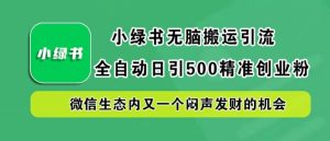 小绿书无脑搬运引流,全自动日引500精准创业粉,微信生态内又一个闷声发财的机会【揭秘】-沧海聊项目