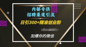 内部招聘渠道日引流300+创业粉，加爆你的微信【揭秘】-沧海聊项目