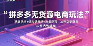 拼多多无货源电商玩法：基础搭建+供应链管理+流量运营，从开店到爆单-沧海聊项目