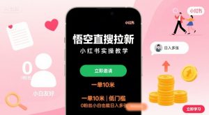 悟空直搜拉新小红书实操教学,一单10米,低门槛,0粉丝小白也能日入多张-沧海聊项目