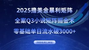 2025撸美金暴利矩阵，全案小说矩阵掘金术，零基础单日流水破3000+-沧海聊项目