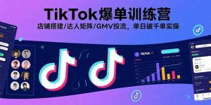 TikTok爆单训练营,店铺搭建/达人矩阵/GMV投流,单日破千单实操-沧海聊项目