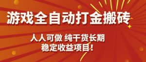 游戏全自动打金搬砖，日入千元，人人可做，纯干货，长期稳定收益项目！-沧海聊项目