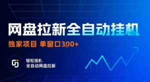 网盘拉新全自动挂G，独家项目，全自动运行完成拉新做任务，单窗口3张+【揭秘】-沧海聊项目