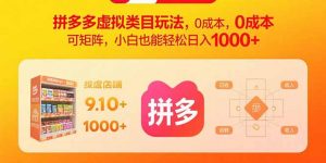 拼多多虚拟类目玩法,0成本,可矩阵,小白也能轻松日入1000+-沧海聊项目