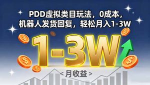 PDD虚拟类目玩法,0成本,机器人发货回复,轻松月入1-3W-沧海聊项目