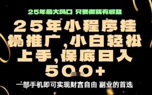 微信小程序挂G推广，解放双手，保底日入5张【揭秘】-沧海聊项目