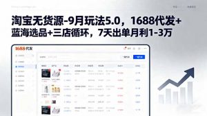淘宝无货源-9月玩法5.0,1688代发+蓝海选品+三店循环,7天出单月利1-3万-沧海聊项目