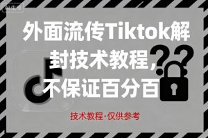 外面流传Tiktok解封技术教程，不保证百分百，具体自测-沧海聊项目