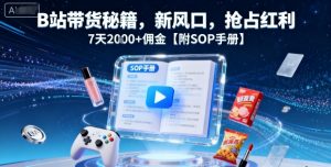 B站带货秘籍，新风口，抢占红利，7天2k+佣金【附SOP手册】-沧海聊项目