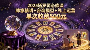 2025塔罗师必修课,牌意精讲+咨询模型+线上运营,单次收费500元-沧海聊项目