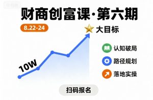 财商创富课第六期8月22-24号,如何从10W起步,一步步实现大目标-沧海聊项目