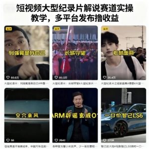 短视频大型纪录片解说赛道实操教学，多平台发布撸收益-沧海聊项目